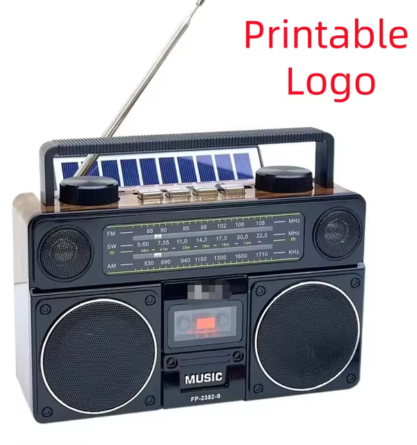 Factory Solar Powered Boombox Cassette Player Multi-band Radio with Wireless Connection Portable Audio Device Plastic Housing