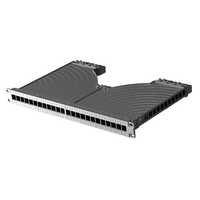 Gestionnaire de câbles en métal à 24 emplacements carrés, ignifuge en ABS, avec 8 prises noires à 3 emplacements pour rack de serveur 19 pouces