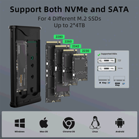 Caja para SSD de Doble Bahía para M.2 NVME PCIe NGFF SATA, Protocolo Dual Tipo C 10Gbps, Carcasa Externa para Disco Duro SSD M2