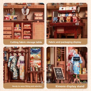 Kit de Manualidades para Construir una Librería en Miniatura con Diseño de Kimono Japonés en 3D, Rompecabezas de Madera con Luz LED, Diorama Educativo, Decoración para Librería, Regalo para Adultos - Product Image 4