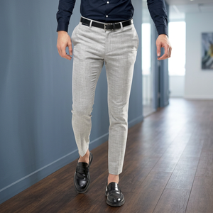High Fashion <b>Plaid</b> Oxford 100% Cotton Lightweight Formal Dress <b>Pants</b> for Men - Product Image 3