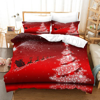 Parure de lit de Noël, housse de couette imprimée numériquement en 3D, textile de maison pour les fêtes, microfibre brossée, taille personnalisée, vente en gros