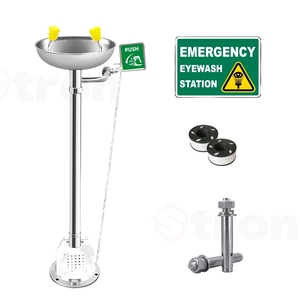 <span class=keywords><strong>Lavaojos</strong></span> vertical de acero inoxidable con señalización PUSH, resistente a ácidos y álcalis para primeros auxilios en caso de salpicaduras químicas - Product Image 6