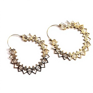 Indian Saw Tribal Earrings Ear Weights Large <b>Gold</b> <b>Hoop</b> Earrings Tribal Jewelry Ethnic Jewelry Ear Weights Belly Dance Jew - Product Image 5