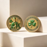 Grosir Panas 2 PCS Set Koin Peringatan 3D Hari St. Patrick Shamrock Lucky Clover Keberuntungan Koleksi Suvenir Hadiah