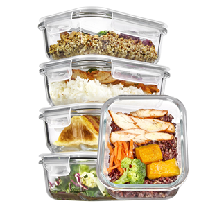 Microwave Safe Square Glass Food Storage <b>Container</b> with Vented Lid - Product Image 1