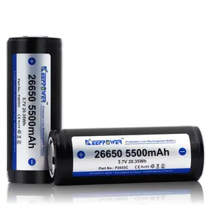 KeepPower ICR26650 P2655C 26650 5500mAh 3.7V koruma şarj edilebilir lityum iyon batarya el feneri pil