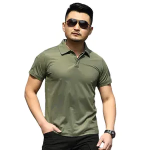 Polo collar quick-drying t-shirt men's sports loose summer outdoor tactical clothing special forces solid color short sleeve