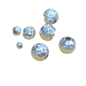 Perles de protection plaquées argent 925 en forme de pyramide, taille GP US; vente en gros de fournitures permanentes pour la bijouterie; facettes diamantées lumineuses et brillantes - Product Image 3