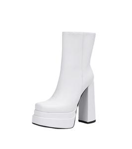 Botas <span class=keywords><strong>de</strong></span> cuero con plataforma gruesa y cremallera lateral para mujer, <span class=keywords><strong>zapatos</strong></span> <span class=keywords><strong>de</strong></span> tacón alto, a prueba <span class=keywords><strong>de</strong></span> agua, talla grande, nuevo, S379 - Product Image 6