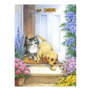 Peinture Diamant Ever Moment Chien et <span class=keywords><strong>Chat</strong></span> Cartoon, Kit Complet avec Strass Carrés en Résine, Décoration Murale Moderne pour la Maison S2F2665 - Product Image 1