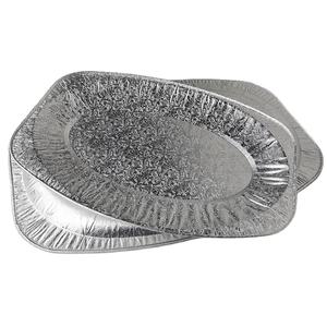 Plateau ovale grand format jetable, plat en aluminium gaufré pour grillades et rôtisseries de poisson - Product Image 1