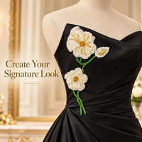 Applique de fleur de coquelicot perlée et pailletée faite à la main pour robes, tenues de mariée, cheongsams, embellissement de tissus et travaux de couture DIY