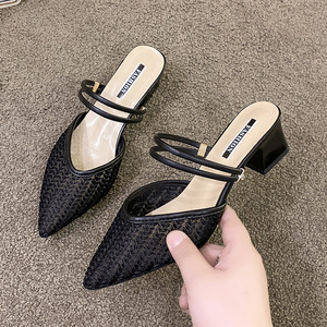 Factory New Summer Satin Bow Sandals Women After Empty Pointy Stiletto Heels Luxury Shoes Designer - Product Image 3