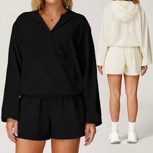 Ensemble <span class=keywords><strong>de</strong></span> vêtements <span class=keywords><strong>de</strong></span> sport pour femmes UPF 50 + veste à capuche Shorts séchage rapide frais pour la <span class=keywords><strong>randonnée</strong></span> Fitness en plein air vêtements <span class=keywords><strong>de</strong></span> Protection solaire UV - Product Image 3