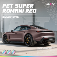 KUCAI 1.52*17 mètres Film Vinyle Adhésif PET Rouge Super Romani pour Enveloppement Complet de Voiture