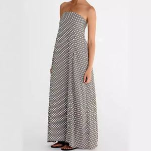 Vestido de Verano para Mujer al por Mayor, Personalizado, OEM, de Alta Calidad, con Cintura Natural, Estilo Simple, Hombros Descubiertos, Estampado, para Vacaciones y Uso Diario - Product Image 2