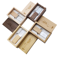 Boîte-cadeau promotionnelle USB en bois 16GB 32GB 64GB 128GB 2.0 256GB3.0 LOGO personnalisé clé USB en bois cristal clé Flash