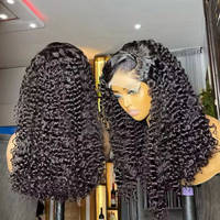 Perruques bouclées birmanes sans colle 13x4 avec dentelle frontale HD transparente, densité 200, cheveux vierges bruts, perruques de cheveux humains bouclés Pixie Water Wave