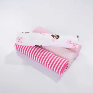 Serviette de bain pour nouveau-né, couleur mixte, mode, imprimé mignon, 4 pièces, couverture en coton pour bébé fille