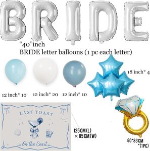 Decoraciones para Despedida de Soltera 'Last Toast on the Coast', Kit de Guirnalda de Globos Azules para Despedida de Soltera, Globos con Letras 'BRIDE' y Anillo de Diamantes - Product Image 4