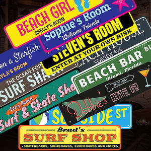 SURF capanna casa negozio di spiaggia decorazione della parete segno di metallo personalizzato 10x40CM Street Sign SUM TIKI BAR targa di latta BEACH rifugio Poster in metallo - Product Image 6