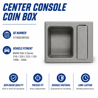 Boîte à monnaie E46 51168248505 pour BMW E46 Série 3 318 320 325 330 1998-2006 Gris Composant de rangement intérieur du véhicule