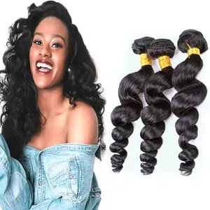 Factory vendor Brazilian Human hair extension bundles, Wholesale grade 12a Mink Virgin Loose wave Sew in weave with Closure