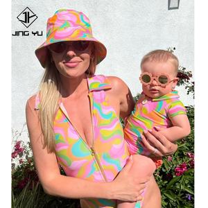 2023 Custom <b>Matching</b> <b>Family</b> <b>Swimwear</b> Uv Protection Children Beachwear Kids <b>Swimwear</b> Zipper One Piece for Girls - Product Image 1