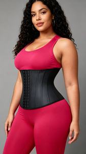 Corset amincissant en latex pour femme, effet sablier, serre-taille sous-poitrine, 25 baleines en acier, avec 3 crochets, pour le sport - Product Image 3