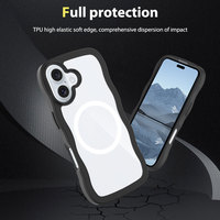 Laudtec Sjk779 Clear Back Phone Case Wave Frame Tpu Pc Simple Business Carga magnética para Iphone 16 15 14 13 12 Plus Pro Max