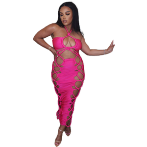 Robe longue de soirée sexy sans manches à col halter et dos nu pour femme <span class=keywords><strong>Liu</strong></span> Ming OEM ODM - Product Image 3