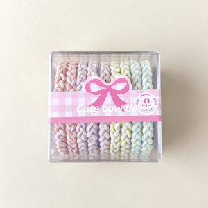 Jolies attaches pour cheveux en forme de nœud papillon, couleur claire, en nylon tressé, haute élasticité, pour usage quotidien, bandeaux pour queue de cheval, lot de 9, boîte incluse - Product Image 2