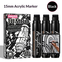 Marqueur permanent acrylique 15 mm, or, argent, blanc, noir, imperméable, séchage rapide, pour affiches, graffitis, étudiants, peinture artistique