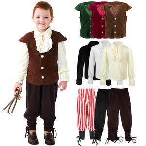 Conjunto de 3 Piezas de Camisa con Volantes, Chaleco y Pantalones de Caballero Pirata Medieval Vampiro para Niños, Disfraces para Halloween, Actuaciones Escénicas, Carnaval y Fiestas de Fantasía - Product Image 2