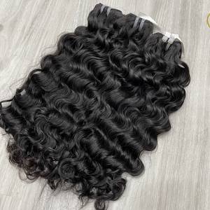 Top vente Remy vierge Double dessiné qualité 100% cheveux humains vietnamien vague naturelle Machine Double trame tissage Extensions de cheveux - Product Image 2