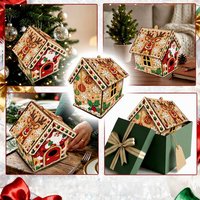 Kit de peinture diamant en bois en forme de maison de Noël LS, ornement de bureau, cadeau artisanal fait main pour Noël