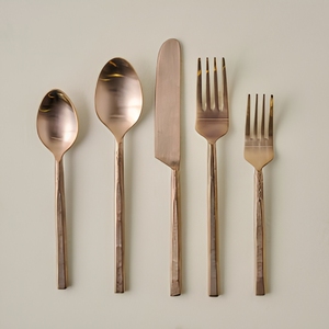 Ensemble de couverts modernes en acier inoxydable, finition miroir, résistant à la rouille, design minimaliste, cuillère, fourchette, couteau, compatible lave-vaisselle - Product Image 1