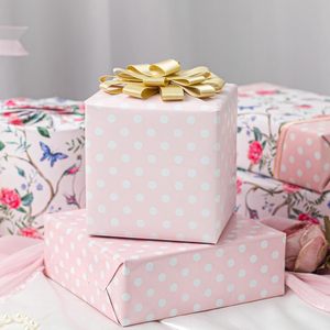 Colored flower pink polka dot pattern gift wrapping <b>paper</b> Suitable for giving to mothers children and for baby shower parties - Product Image 4