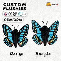 Mascotte en peluche papillon simulé personnalisée, très populaire, en tissu recyclé certifié sécurité, super douce et moelleuse, idéale pour les événements
