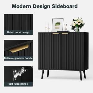 Mueble de Almacenamiento Moderno con Puertas Acanaladas, Estantes Ajustables, Gran Capacidad, Independiente, para Entrada o Sala de Estar, <span class=keywords><strong>Buran</strong></span> - Product Image 5