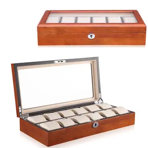 GC02-SM-12W Hot Sale Luxury Wood Watch Box 12 Slots watch case Quartz Mechanical Watch presentation box