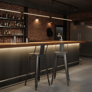 Ensemble de 2 tabourets de bar en métal Rayne 30, gris canon, style industriel moderne, meubles de bar pour la maison - Product Image 2