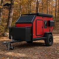 Trailer Camper Caravan Black Rhino Off Grid dengan Baterai Surya, Tangki Air, dan Dapur