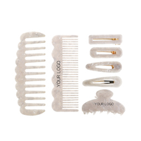 Barrette à cheveux en acétate de couleur blanche, peigne mi-air pour cheveux, ensemble de clips, pour coiffure en extérieur et intérieur, logo personnalisé, dents larges