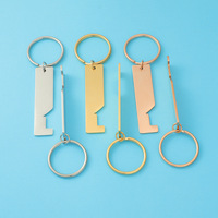 Vente en gros de porte-clés en acier inoxydable vierge 50*12mm, argent / or / or rose, porte-clés pour couple avec logo personnalisé au laser