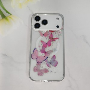 Étui de téléphone portable magnétique en TPU+PC avec des fleurs de papillon mignonnes pour 11/12/13/14/15/16/17 Pro Max Vivo Filles Style Ins Nature - Product Image 2