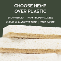 Éponge de cuisine 100 % biodégradable à base de plantes, lot de 12, éponge en fibre de coco, cellulose de pâte de bois, multi-usages pour la vaisselle