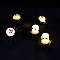 Lampu Lilin Laba-laba Halloween LED Lilin Plastik Lampu Bercahaya Penambah Suasana Dekoratif Lampu Malam Kecil untuk Dalam Ruangan