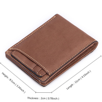 Dompet penyimpan kartu klip uang kulit asli asli kuda gila gaya grosir kustom